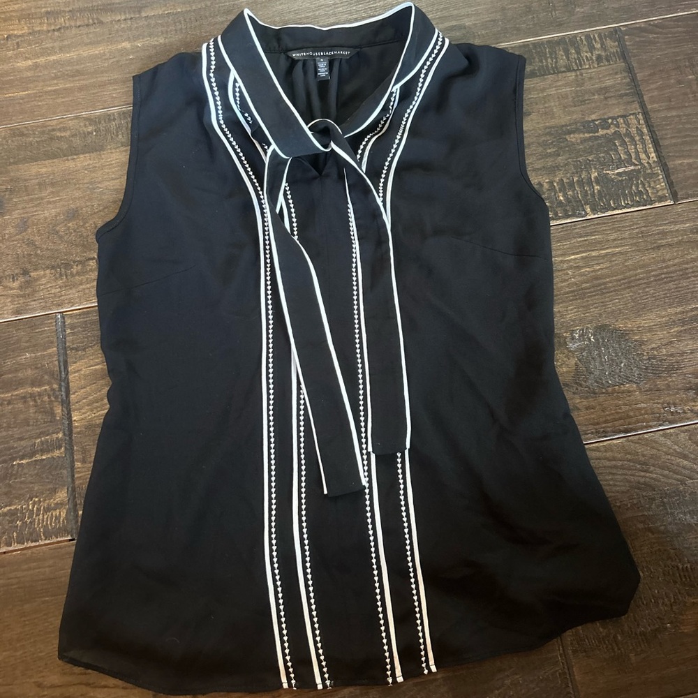 White House Black Market Black Top with White Accents